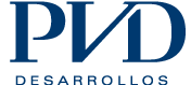 Logotipo de PVD Desarrollos en color azul, con las letras “PVD” y la palabra “Desarrollos” debajo.