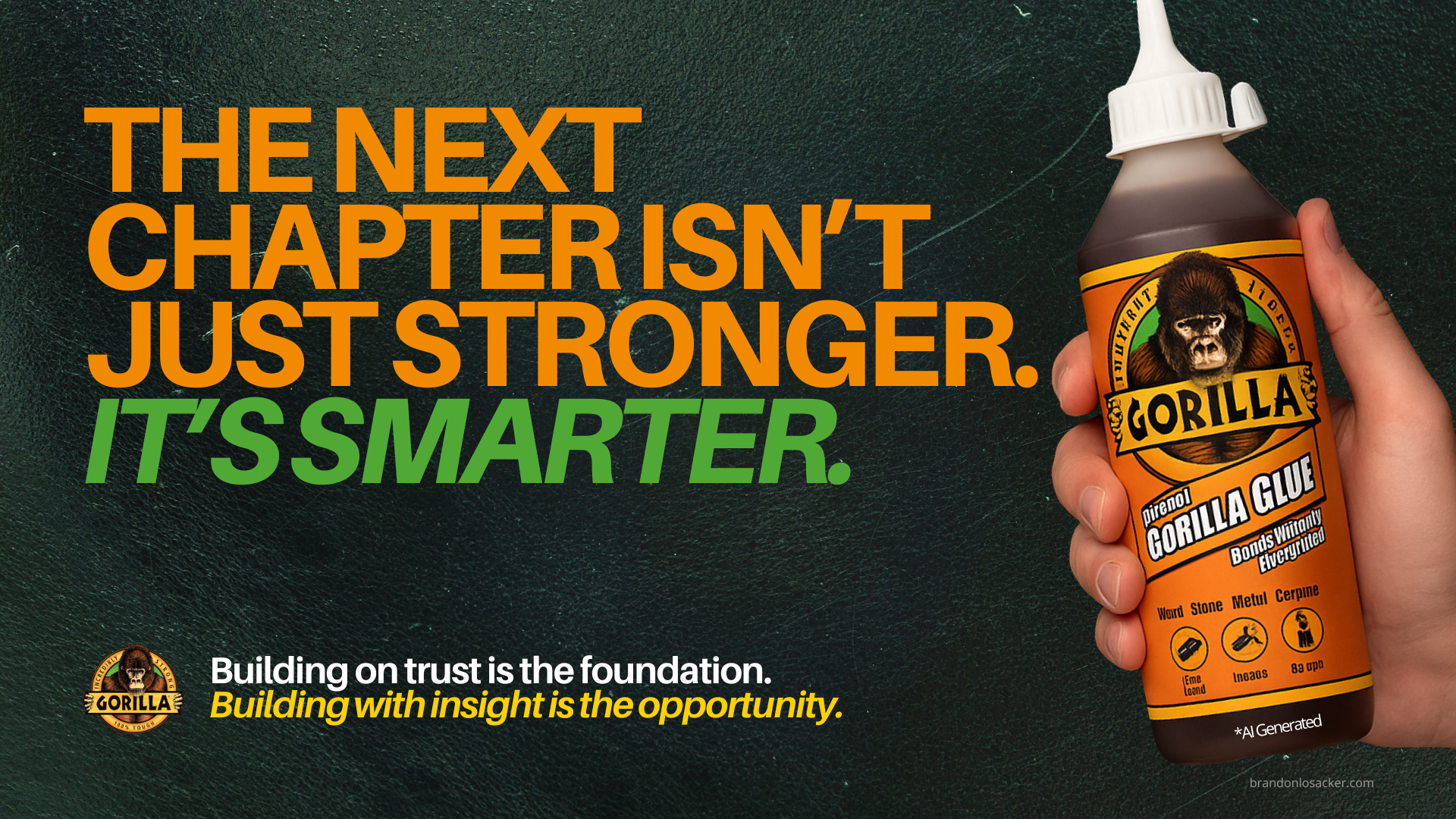 A hand is holding a bottle of gorilla glue