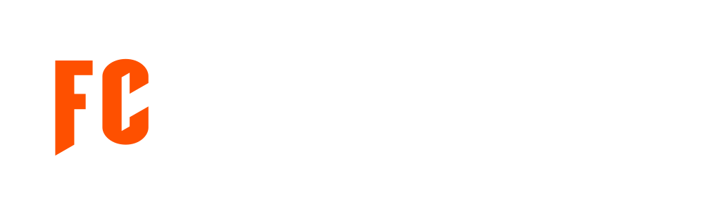 The letters fc are orange on a white background.