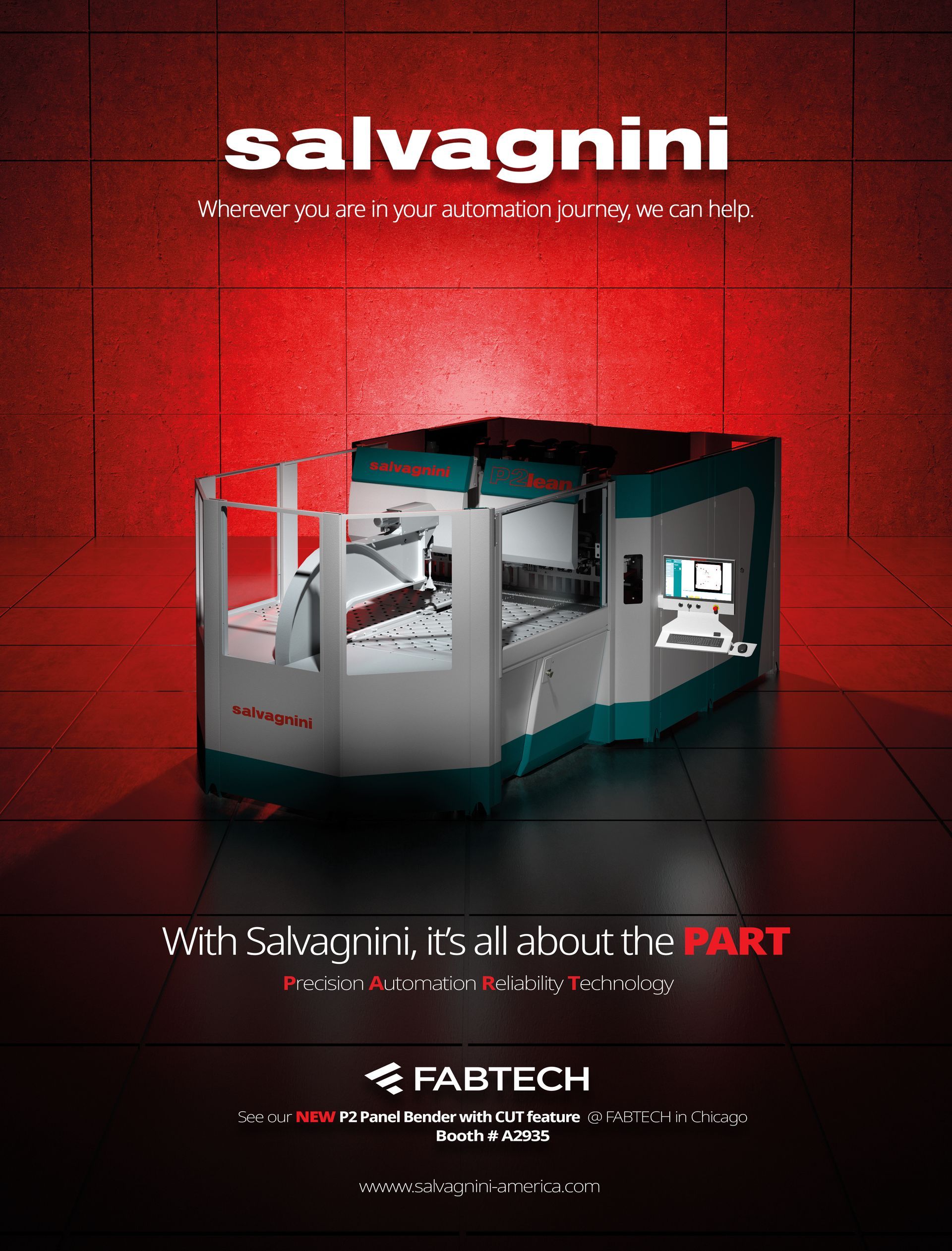 An advertisement for salvagnini features a model of a machine