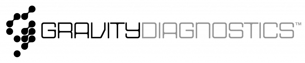 A black and white logo for gravity diagnostics