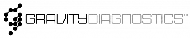 A black and white logo for gravity diagnostics