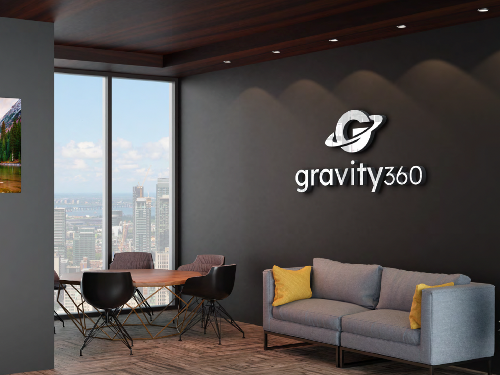 Modern office space with a meeting table, couch, and