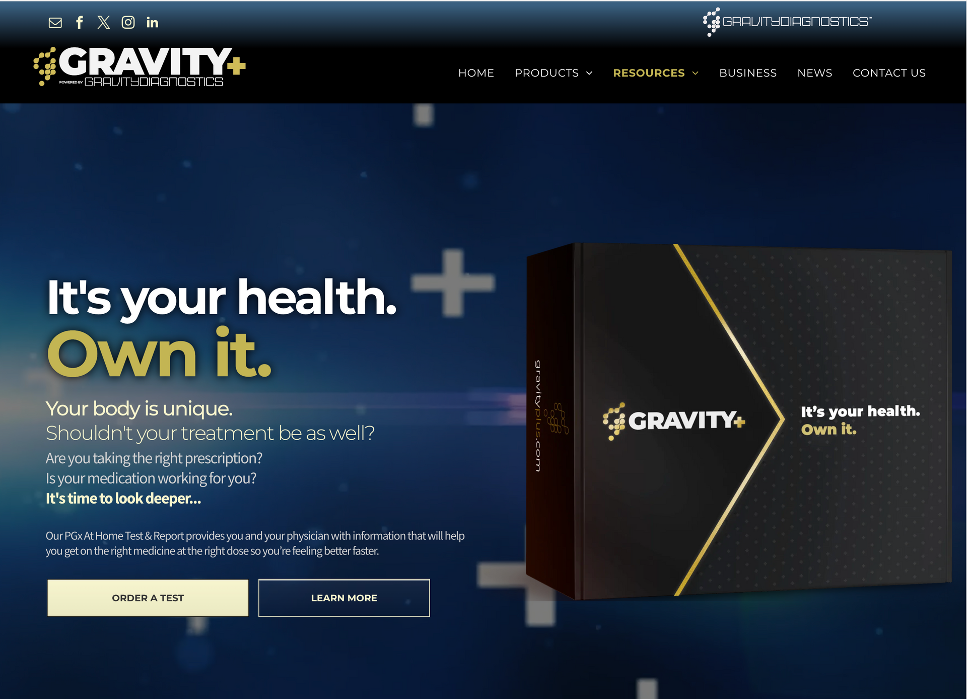 A screenshot of a website that says it 's your health own it