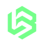 A green and white logo on a white background.