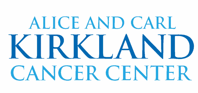 Alice and Carl Kirkland Cancer Center logo in blue text on white background