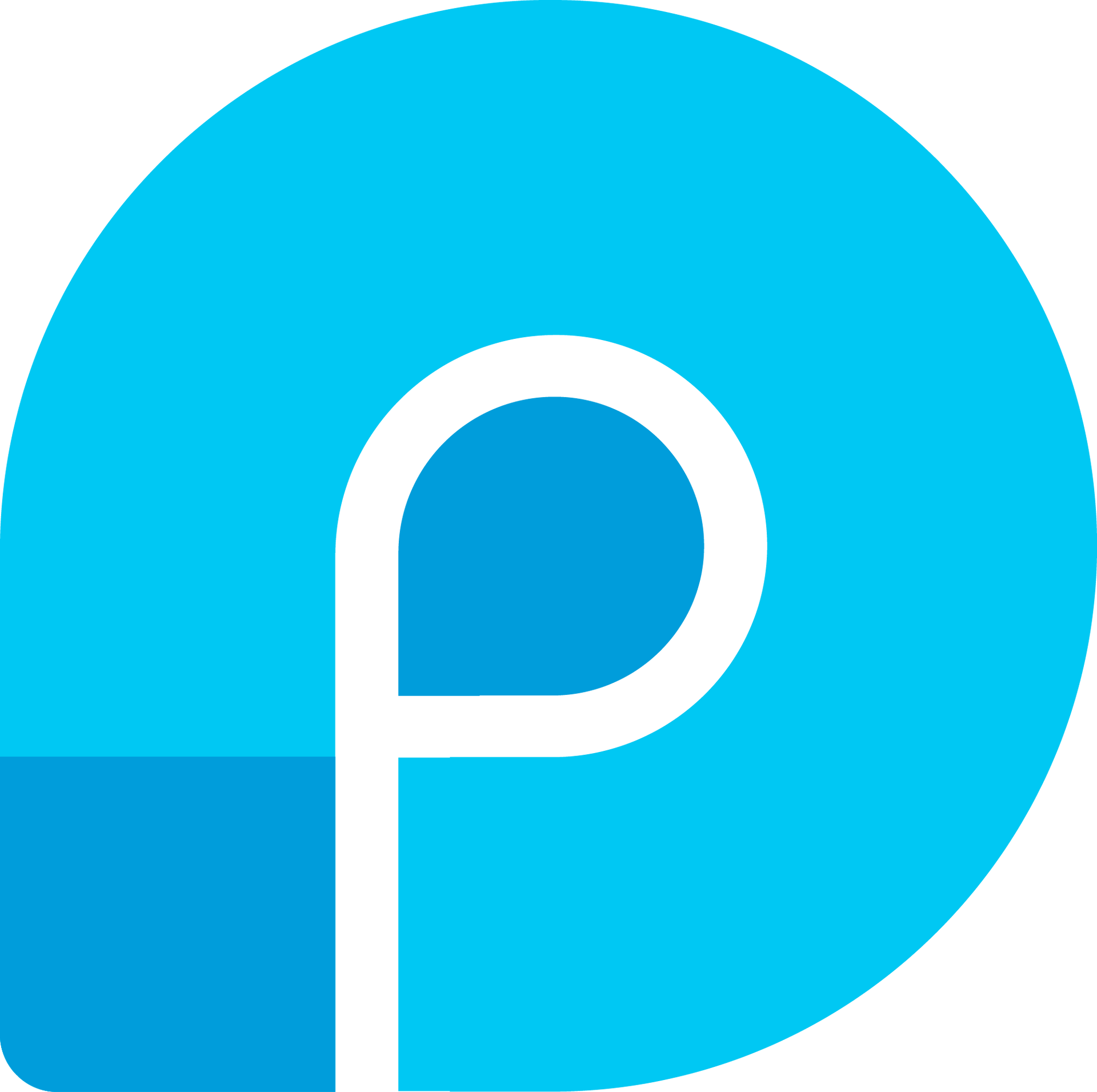 Un cerchio blu con una lettera p bianca al suo interno.