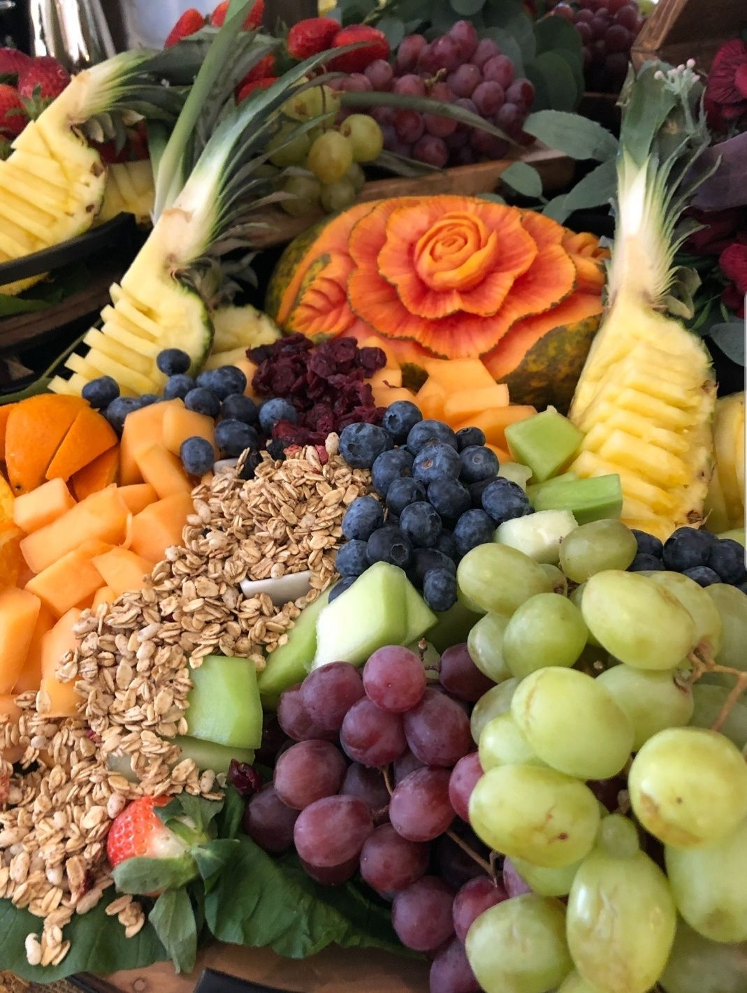 There are many different types of fruit on the table.
