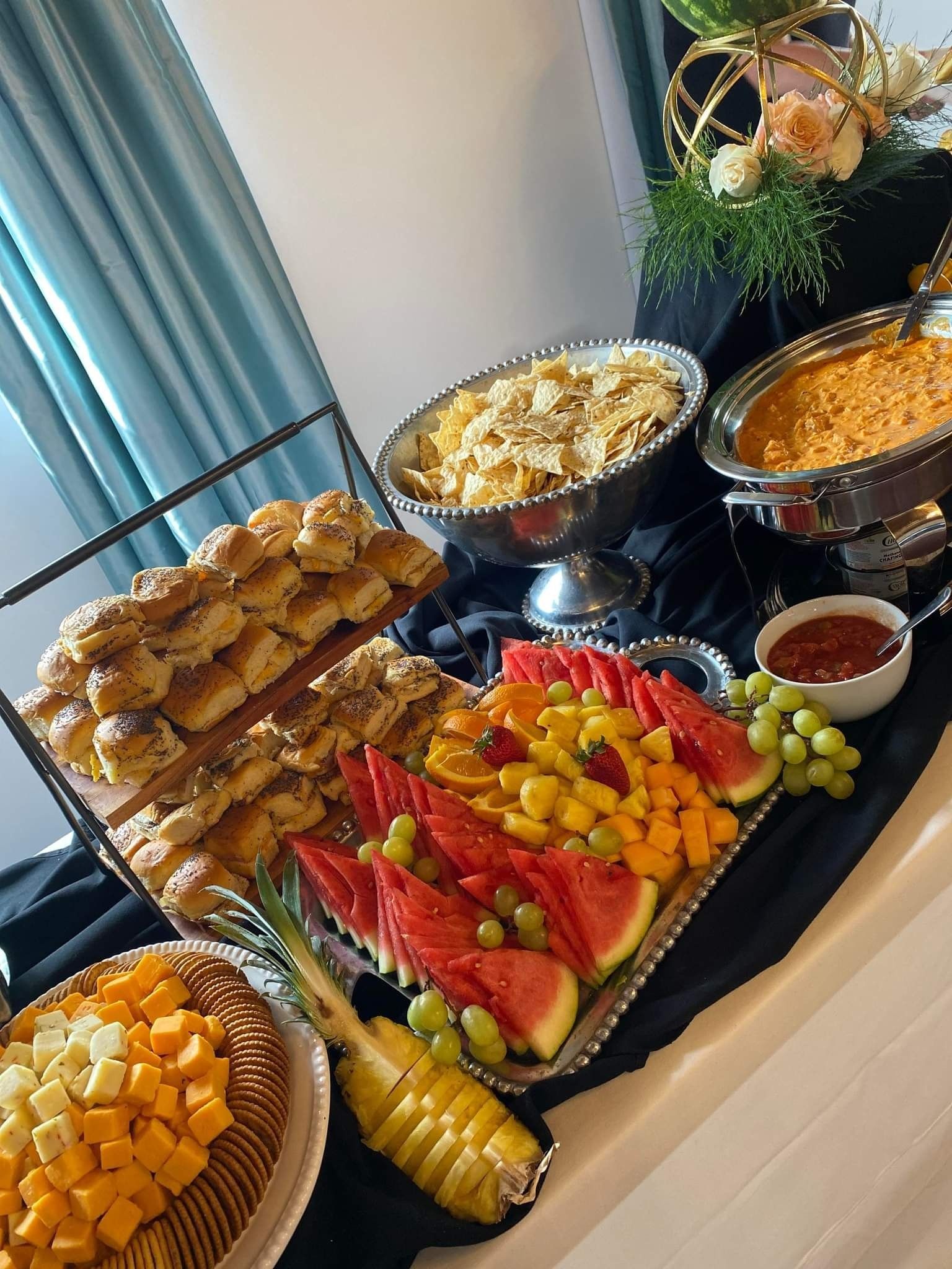 There are many different types of food on the table.