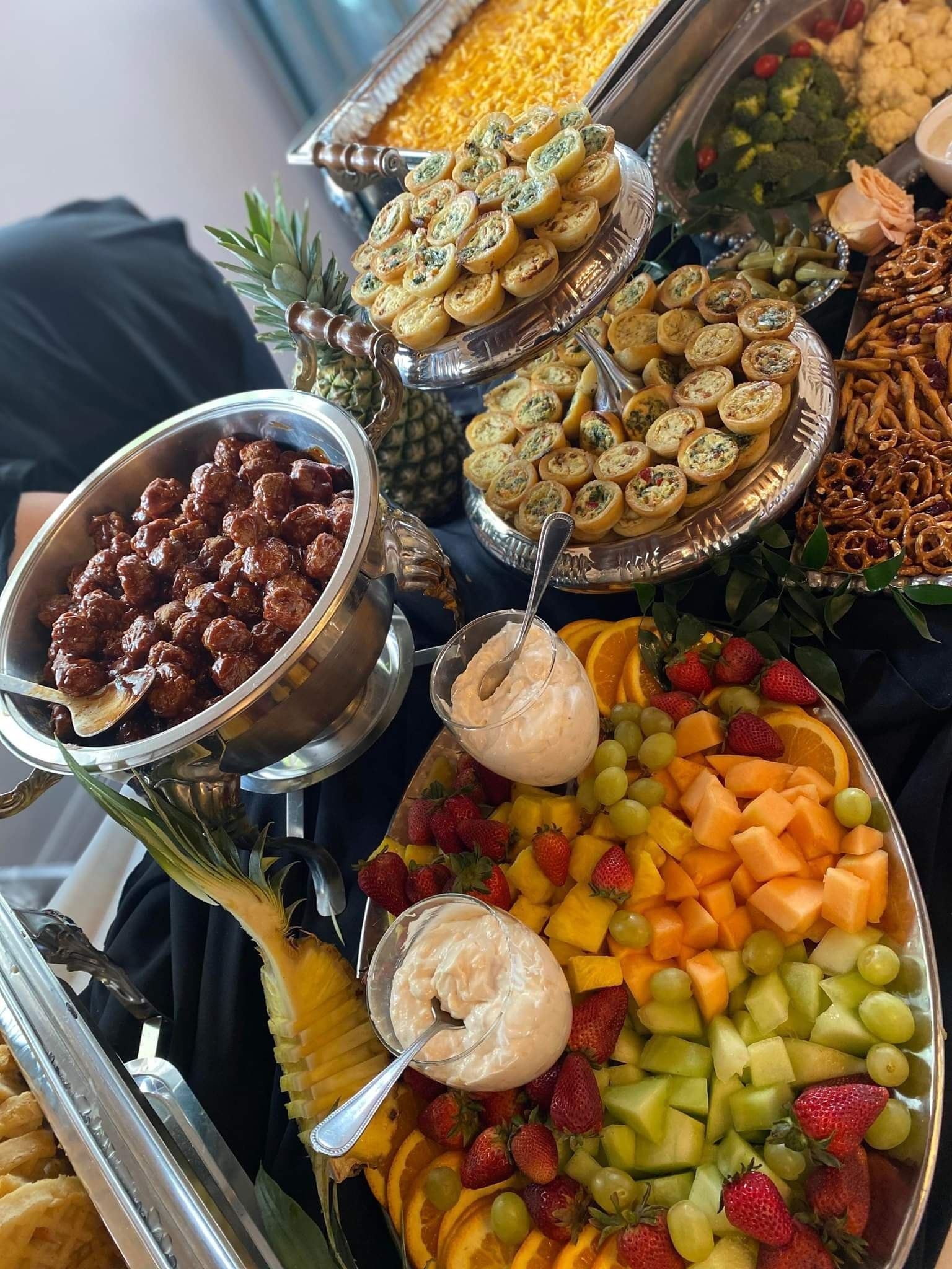 There are many different types of food on the table.