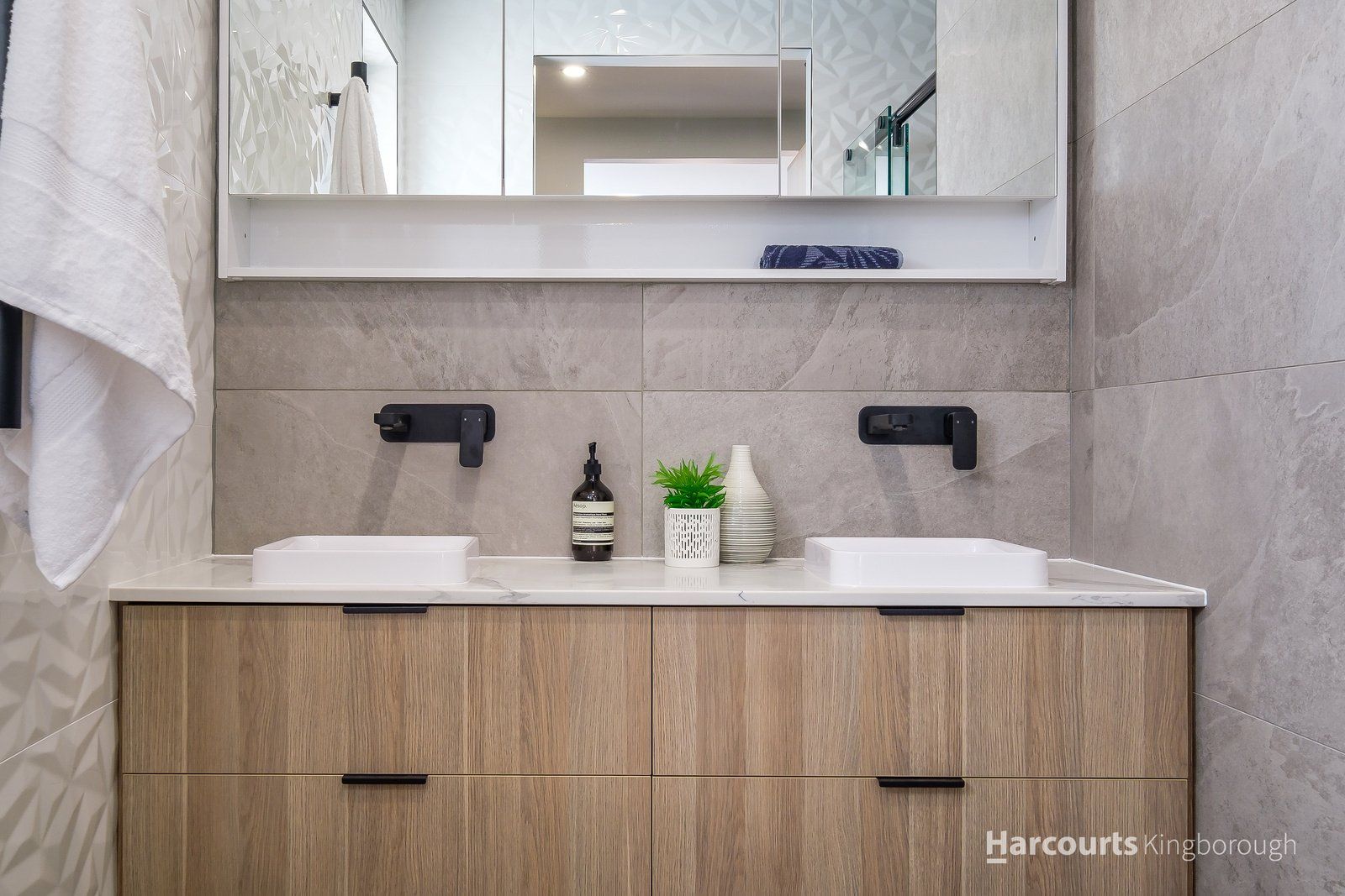 Bathroom with Double Sink — Moonah, TAS — Lifestyle Kitchens, Wardrobes & Showerscreens