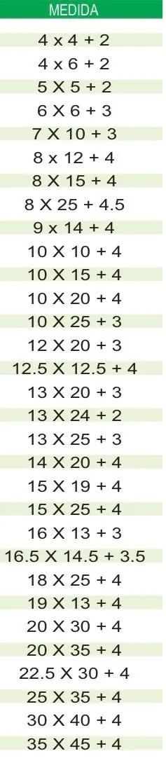 MEDIDAS BOLSA POLIPROPILENO MEDIDAS BOLSA POLIPROPILENO
