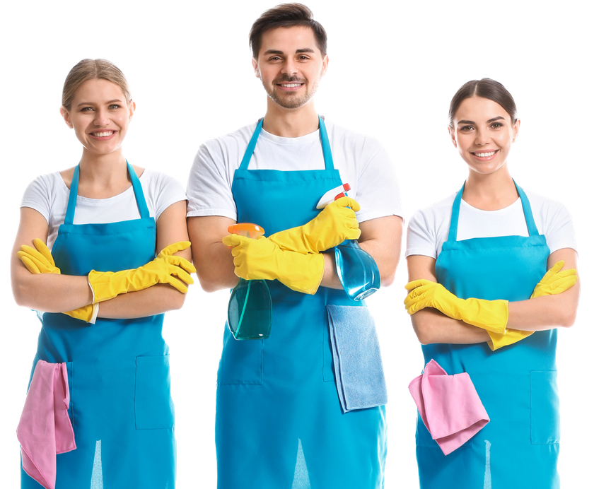 A construction worker in a yellow hard hat, smiling with arms crossed, wearing a yellow shirt and navy overalls.