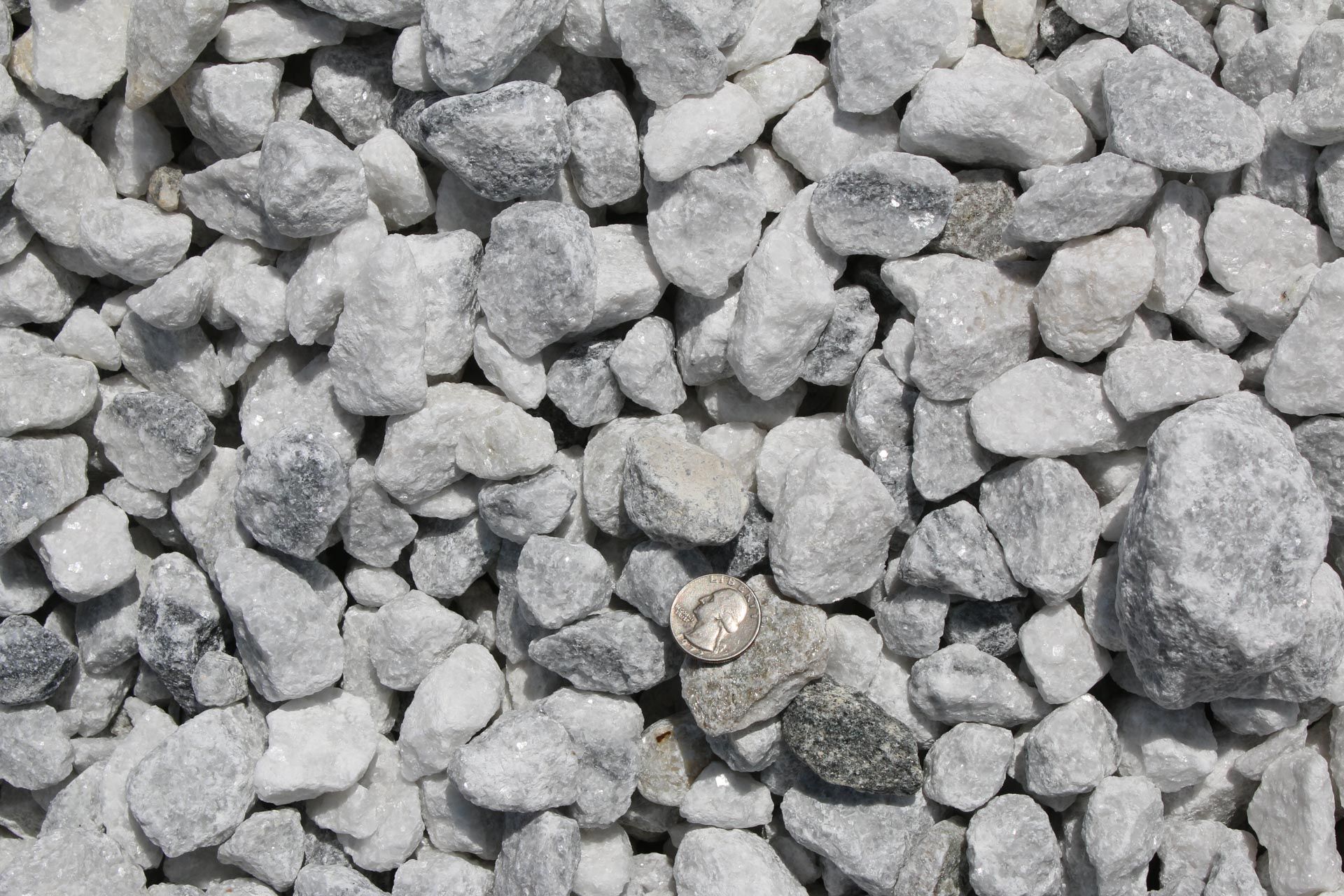 A pile of rocks with a coin in the middle.