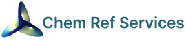 A logo for chem ref services with a cube in the middle.