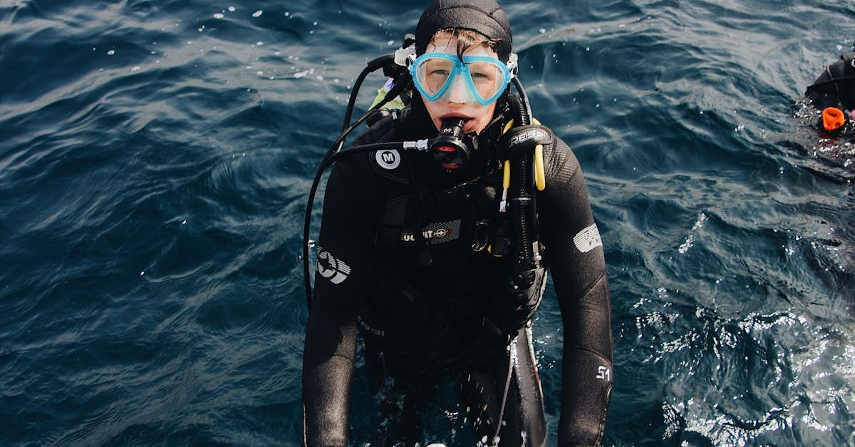 scuba diver about to get in the water