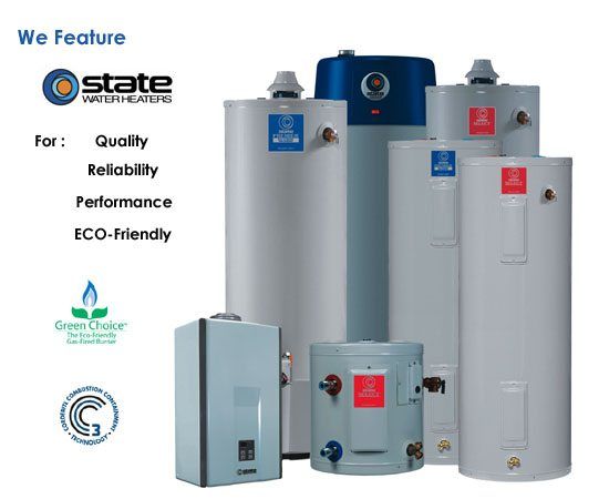 Different models offered by State Water Heaters