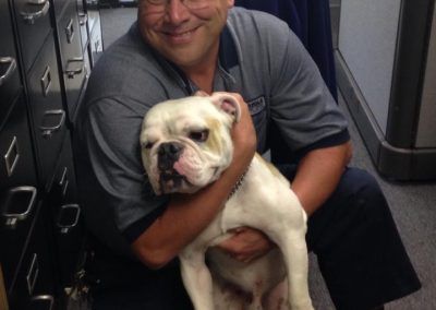 Pipe the Bulldog Being Loved