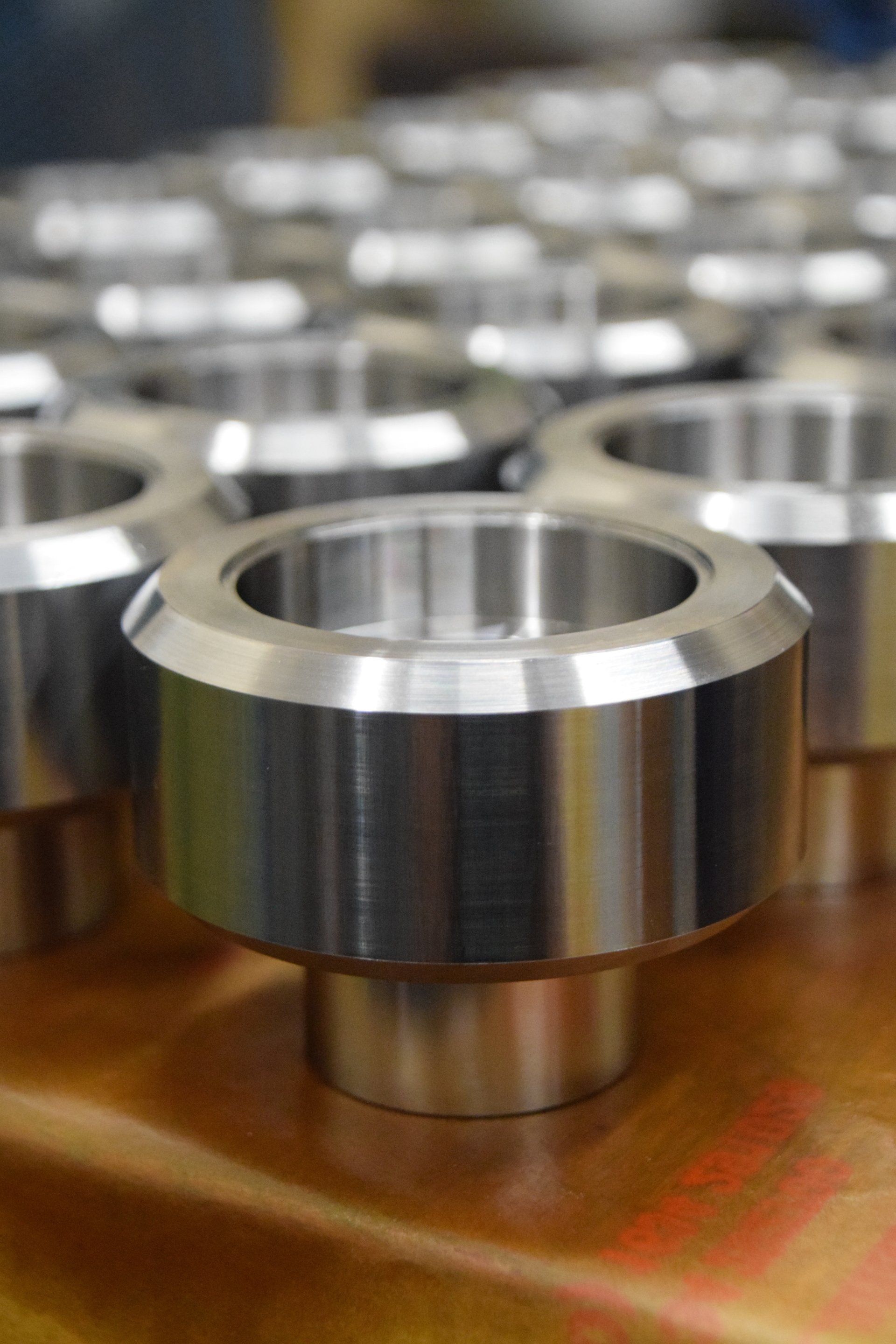 rows of busting caps during manufacture