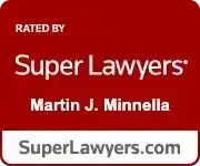 Red Super Lawyers badge with Martin J. Minnella and SuperLawyers.com logo