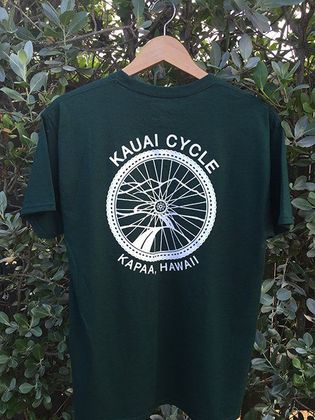 Green T-Shirt Back - Kapaa, HI - Kauai Cycle