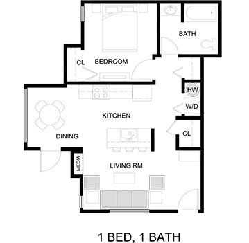 1 Bedroom Floorplan