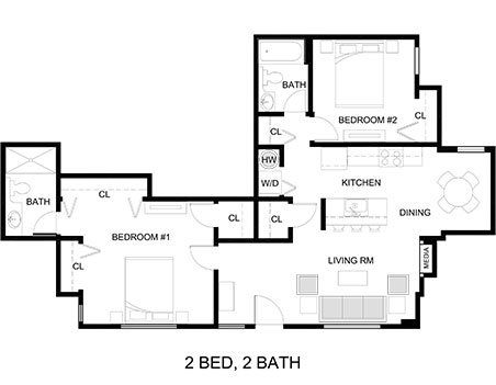 2 Bedroom Floorplans