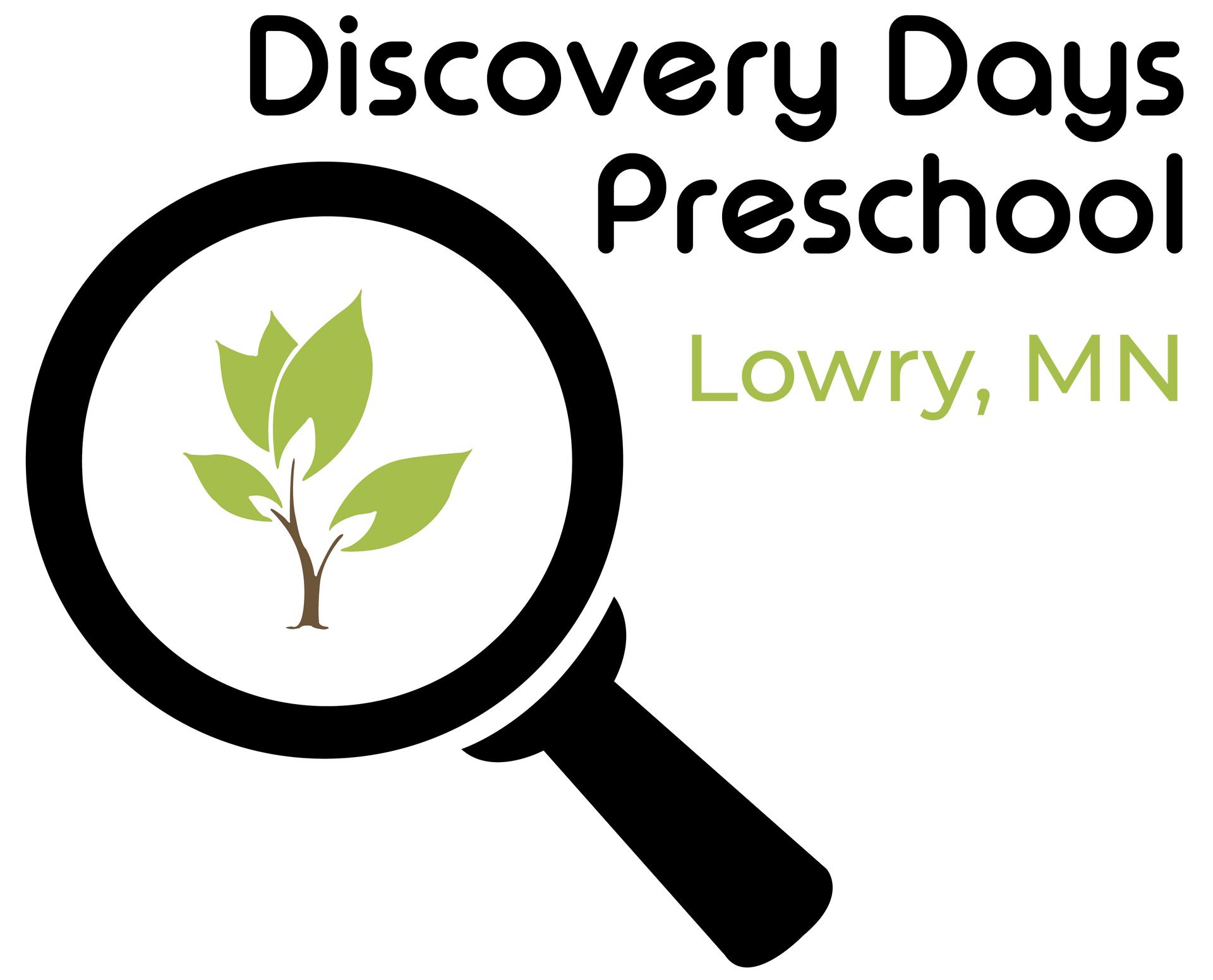 Logo: magnifying glass around a plant with 