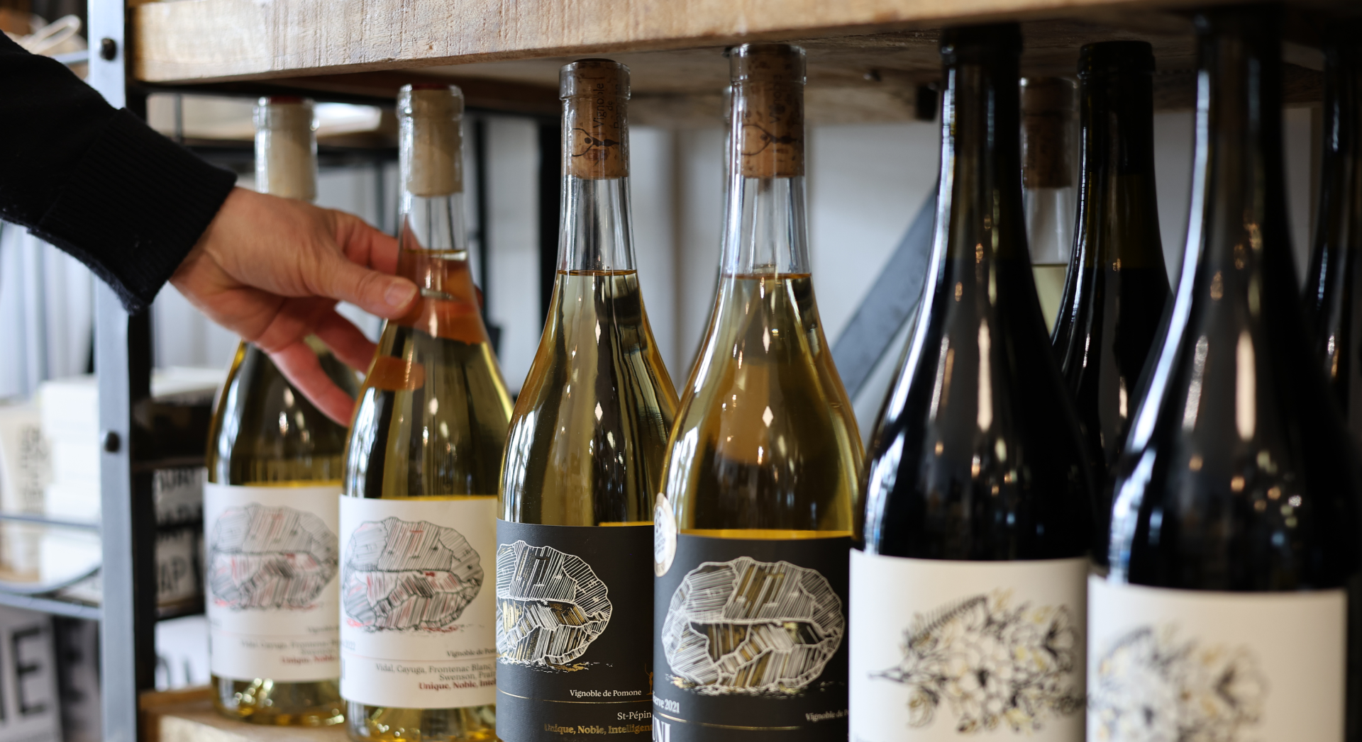 Étagère de vins locaux