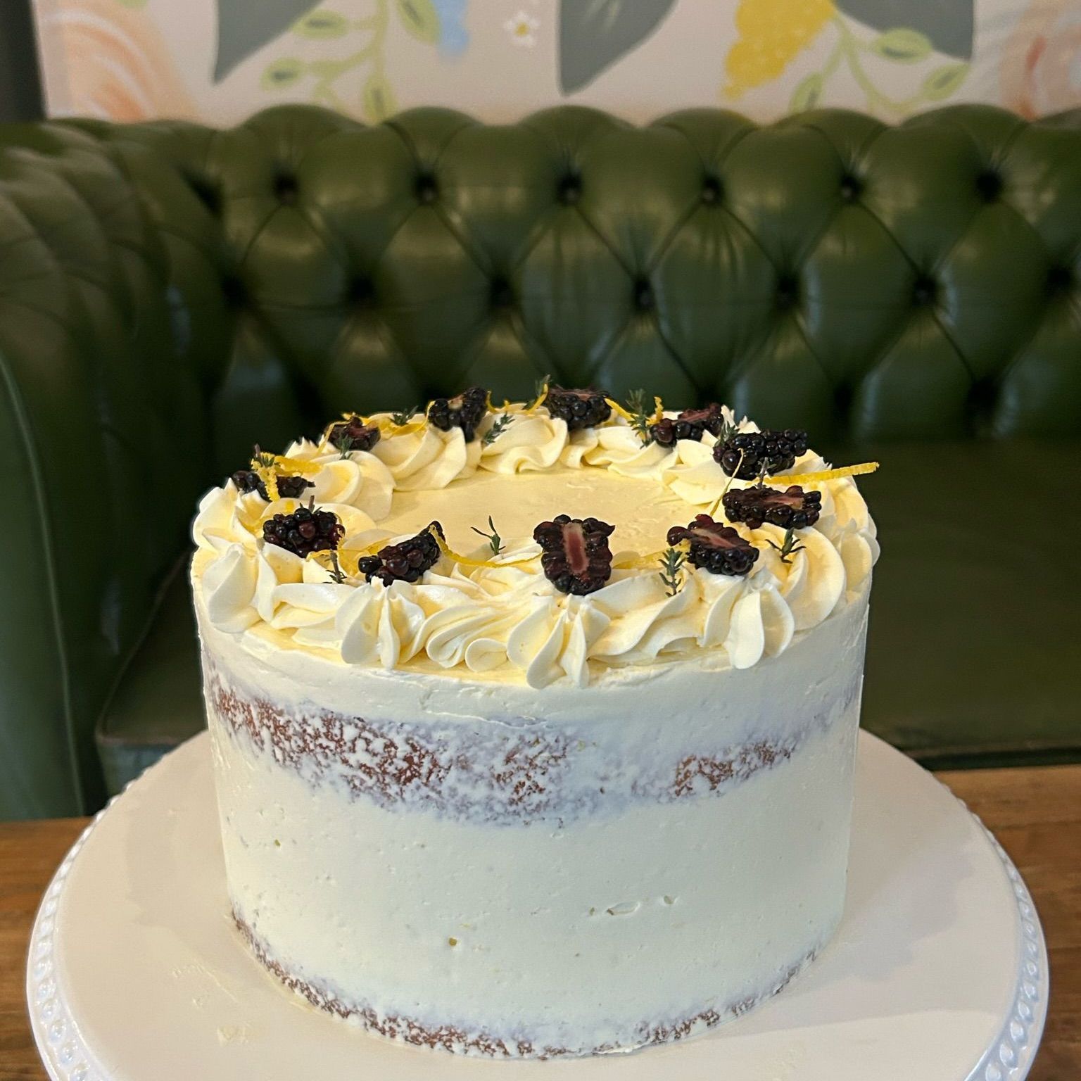 Lemon, thyme and raspberry/strawberry/blackberry cake