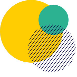 graphic with overlapping circles in yellow, green and blue