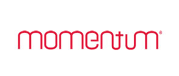 The Momentum company logo in red, stylized lowercase letters on a white background.