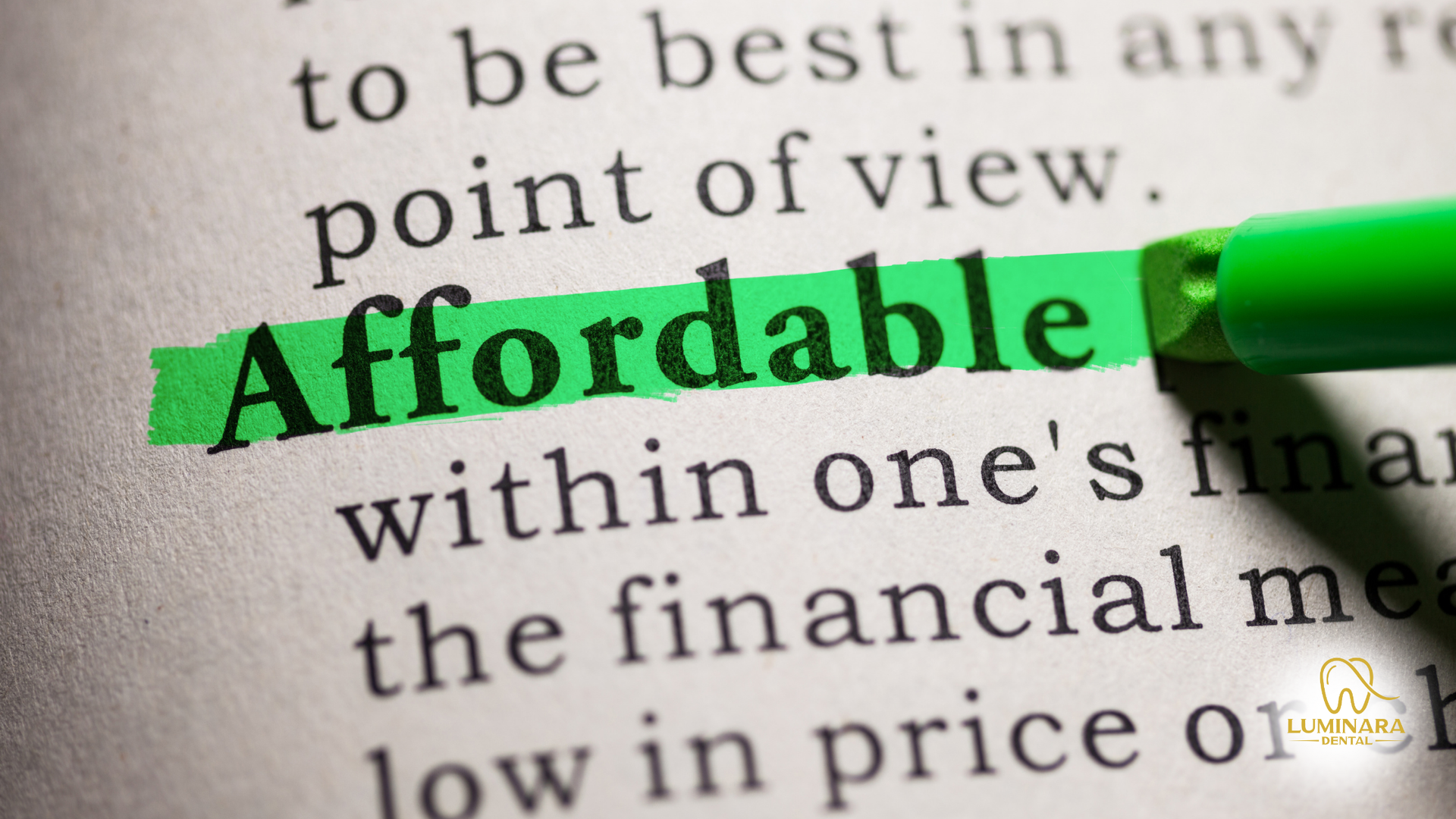 A green marker is highlighting the word affordable