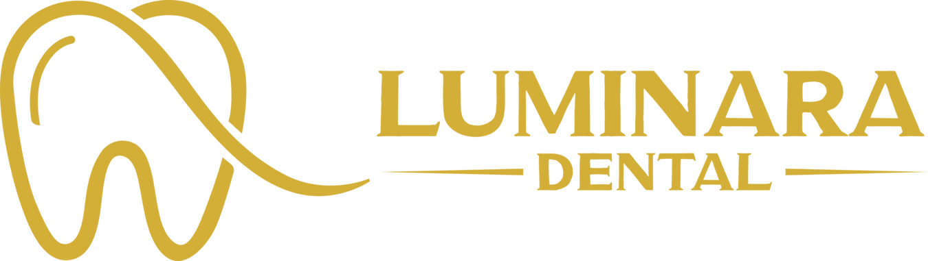 A logo for luminara dental with a tooth on it.