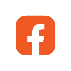 A red square with a white letter f inside of it.