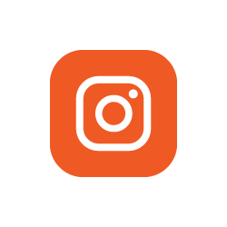 The instagram logo is in an orange square on a white background.