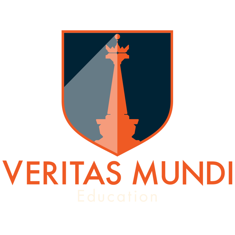 A logo for veritas mundi education with a shield