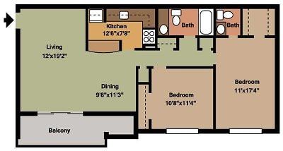 2 bed 2d floor plan
