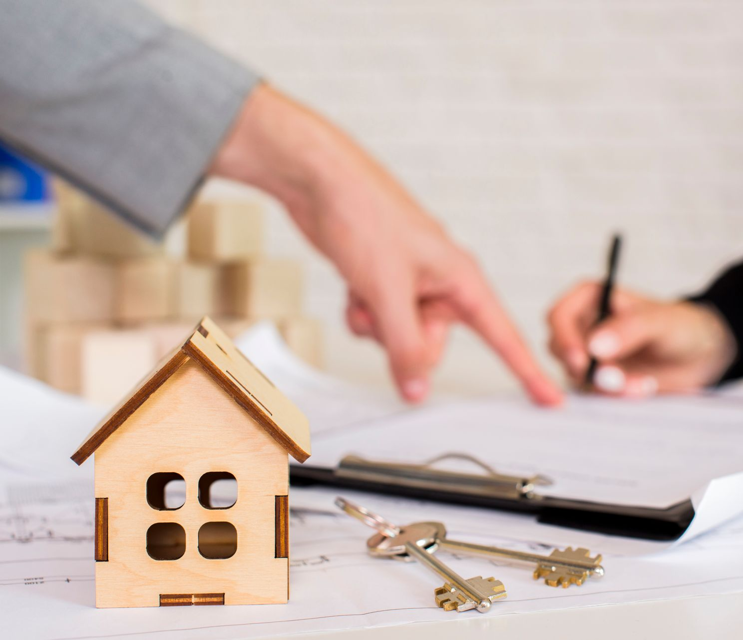 A painting of a city skyline with a street in the foreground.