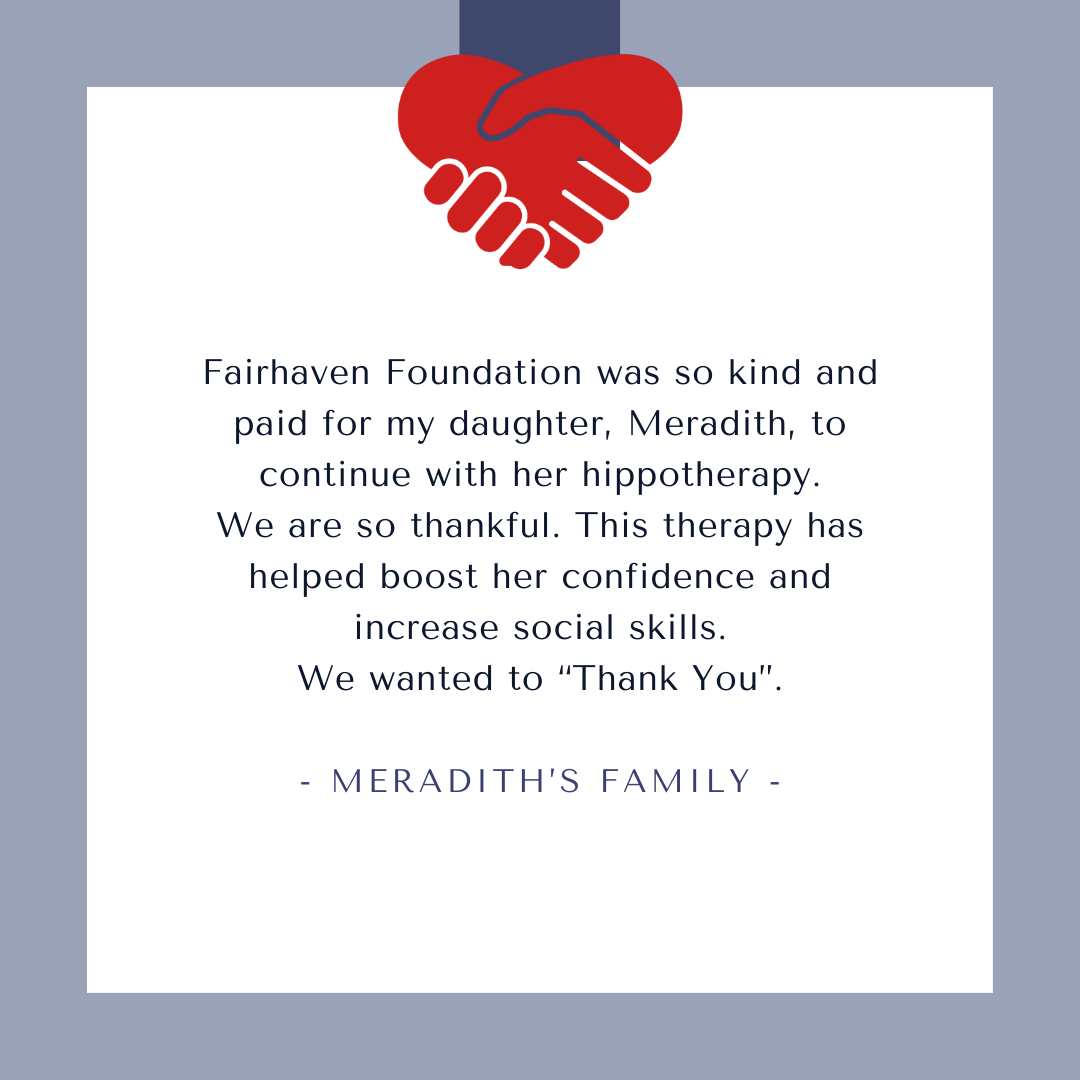 a written testimonial on behalf of The Fairhaven Foundation