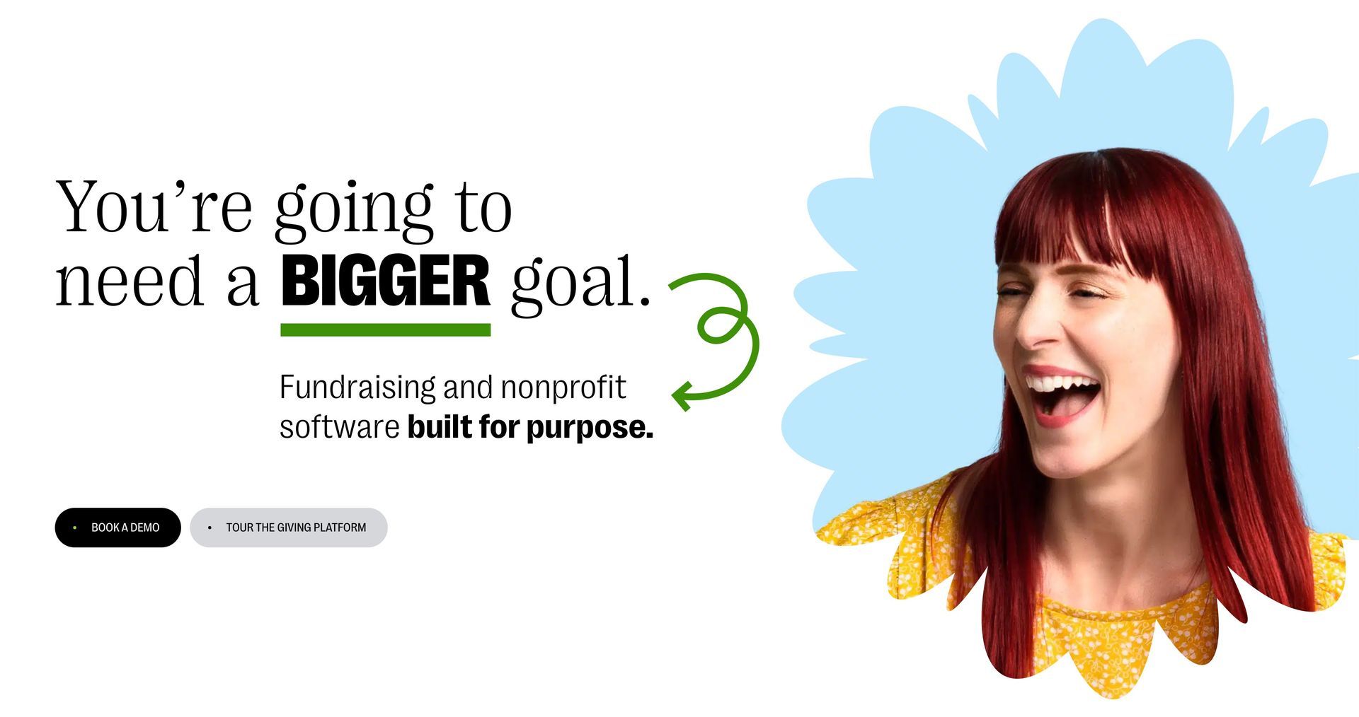 Woman laughing, text: