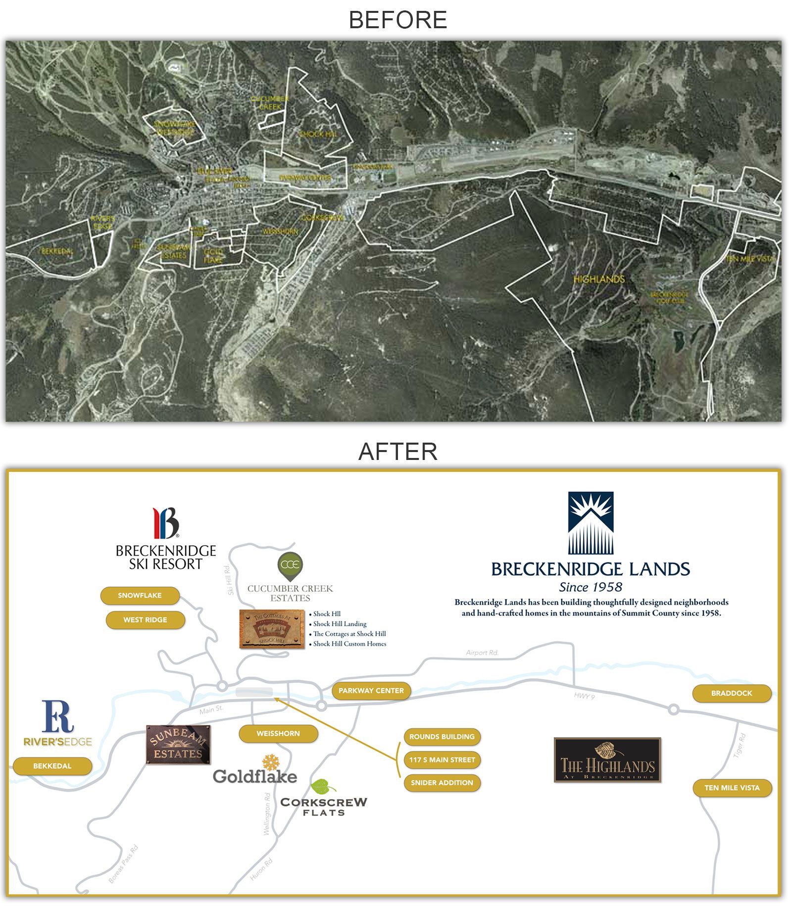 a before and after map for Breckenridge lands property map