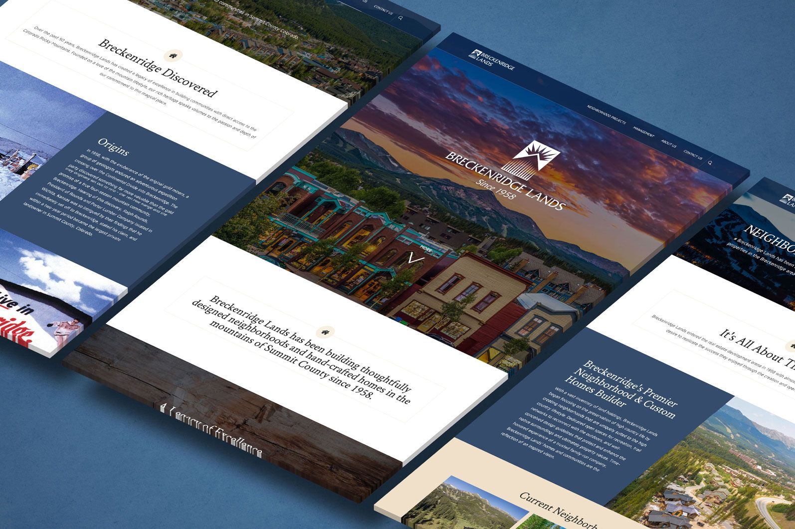 images of a website for a company called Breckenridge lands