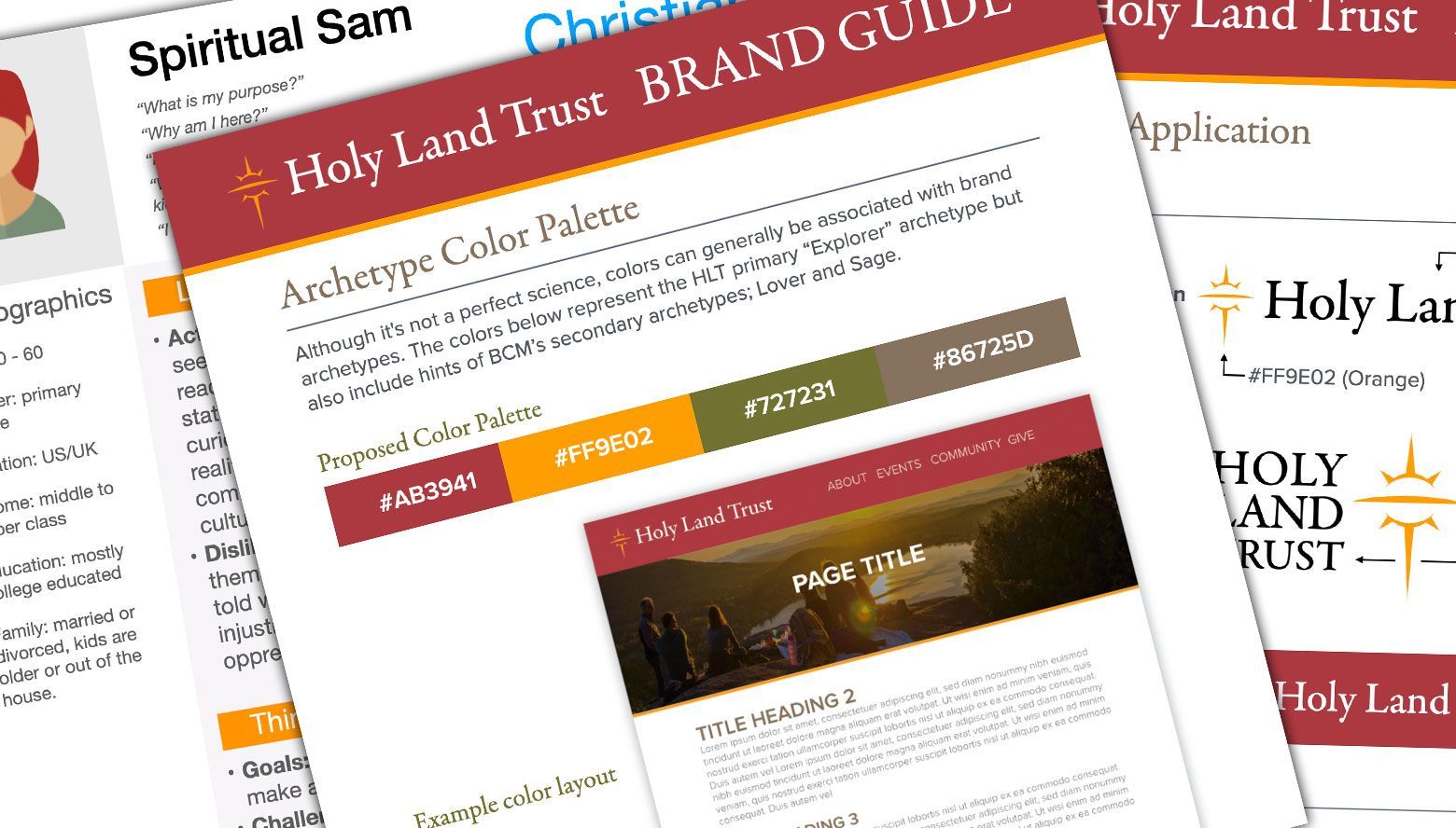 a holy land trust brand guide is laying on a table