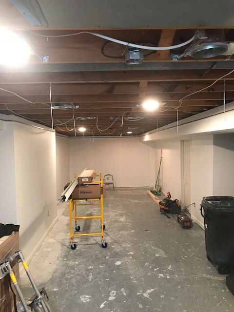 There is a ladder in the middle of the room.