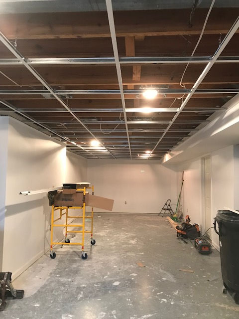 An empty room with a ceiling that is being remodeled