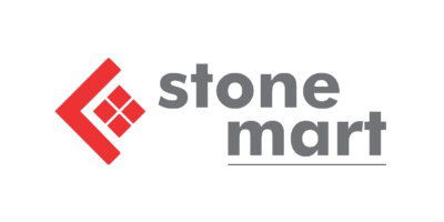 Logo for Stone Mart, with a red geometric design and gray text.