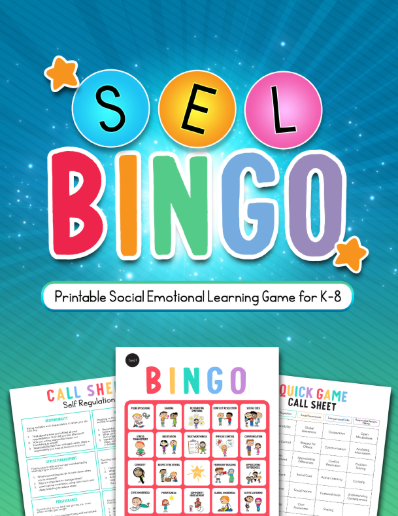 SEL Bingo game cover: Colorful, printable social-emotional learning game for K-8.