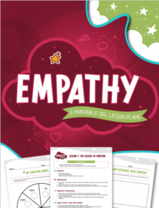 Cover: "Empathy" with lesson plans, red background.
