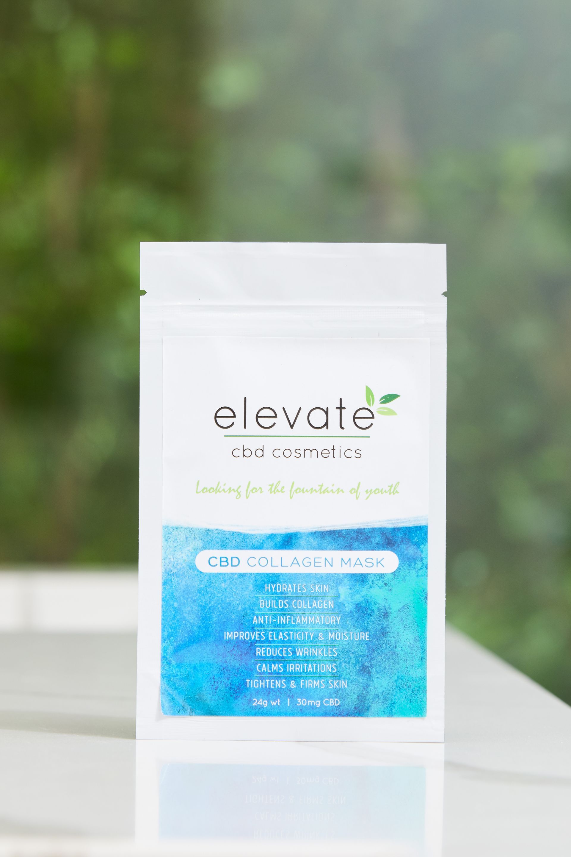 A bag of elevate cbd is sitting on a table.